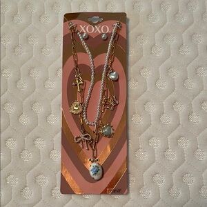 XOXO Gold and Silver Necklace Set with Elegant Charm